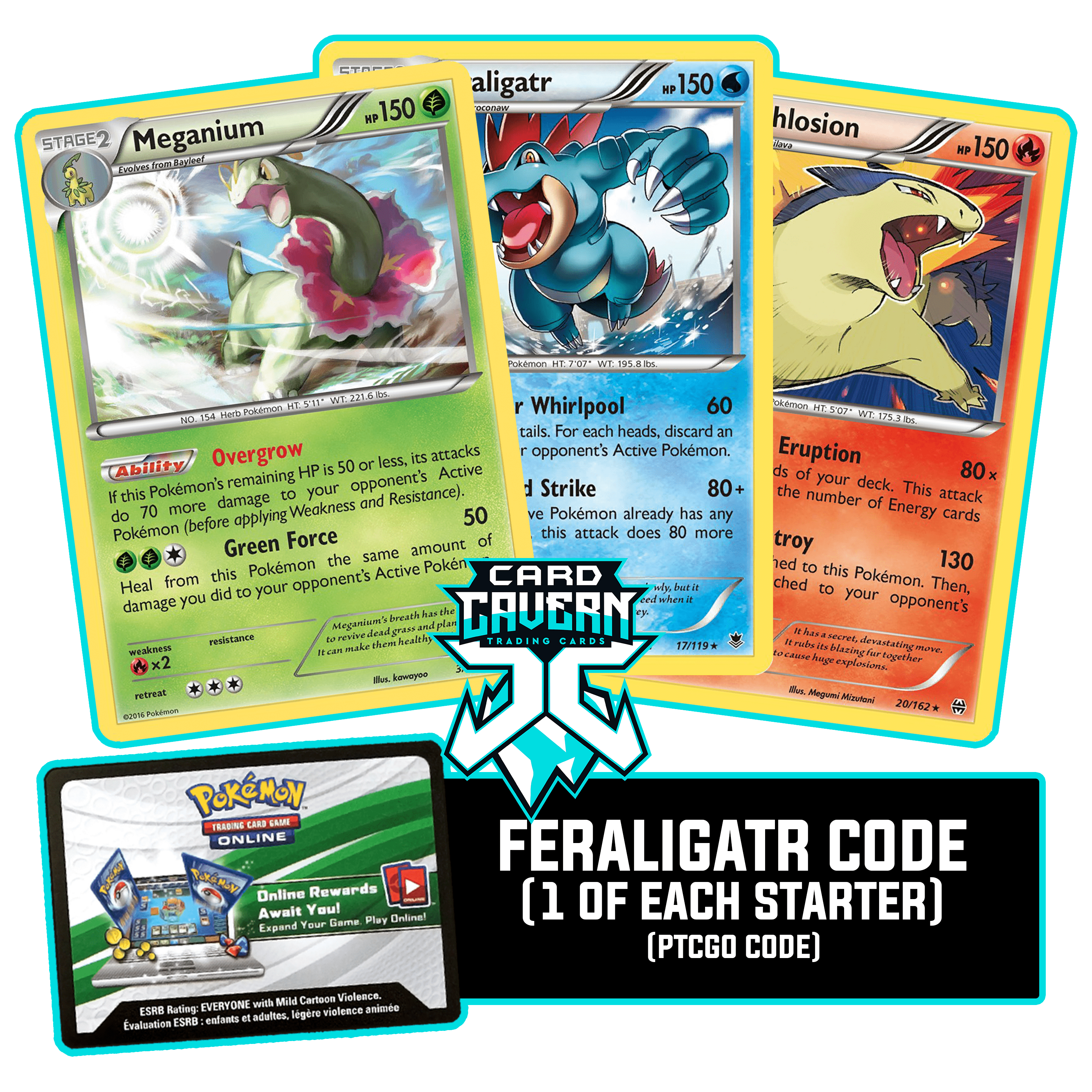 Meganium, Typhlosion, and Feraligatr - Promos - PTCGO Code - Card Cavern