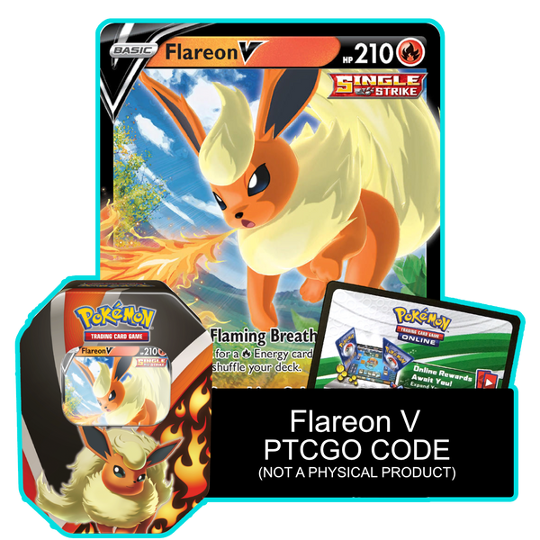 Eevee Evolutions Tin:  Flareon V - Pokemon TCG Live Code - Card Cavern