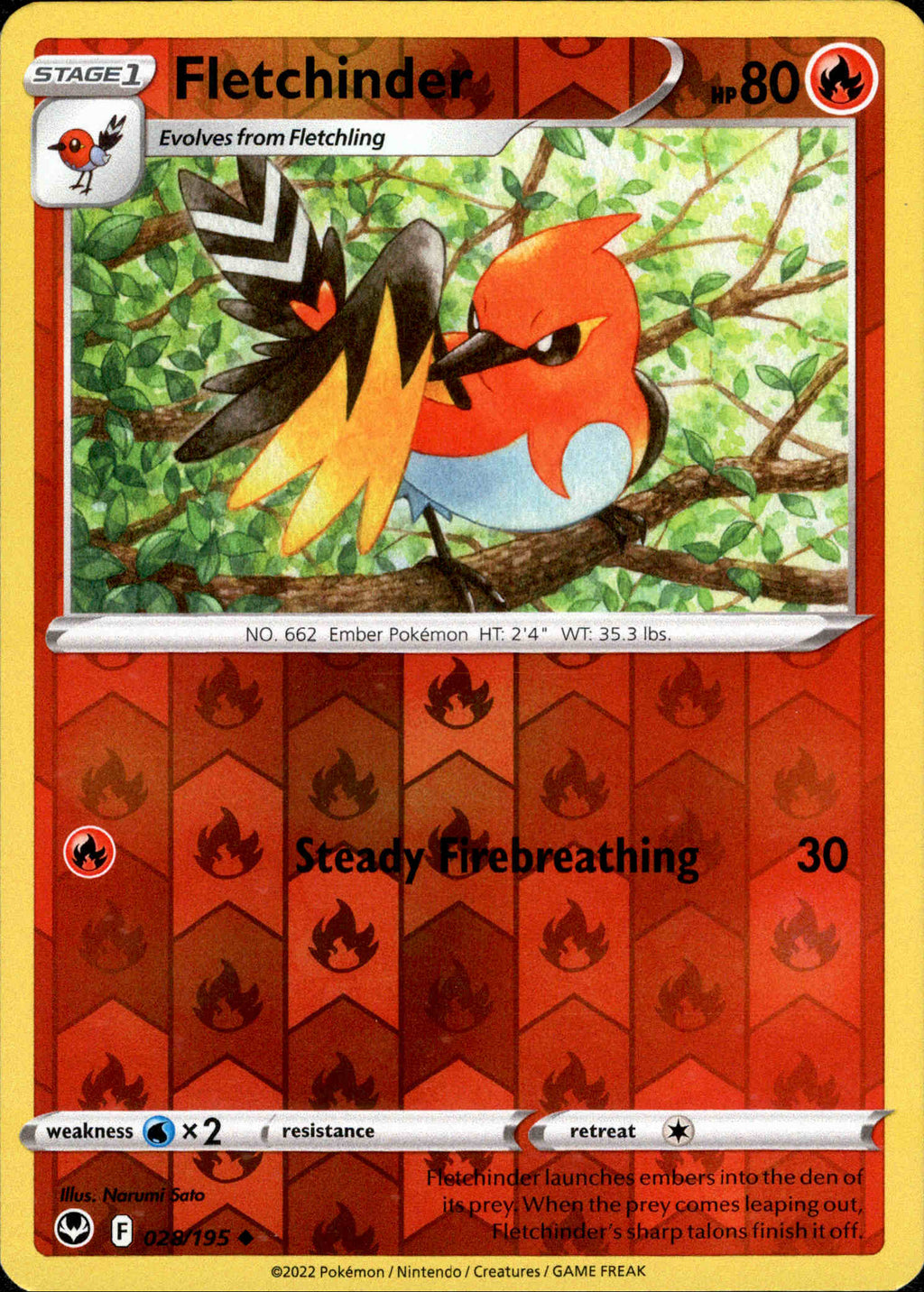 fletchinder pokemon card value Fletchinder - 028/195 - Silver Tempest