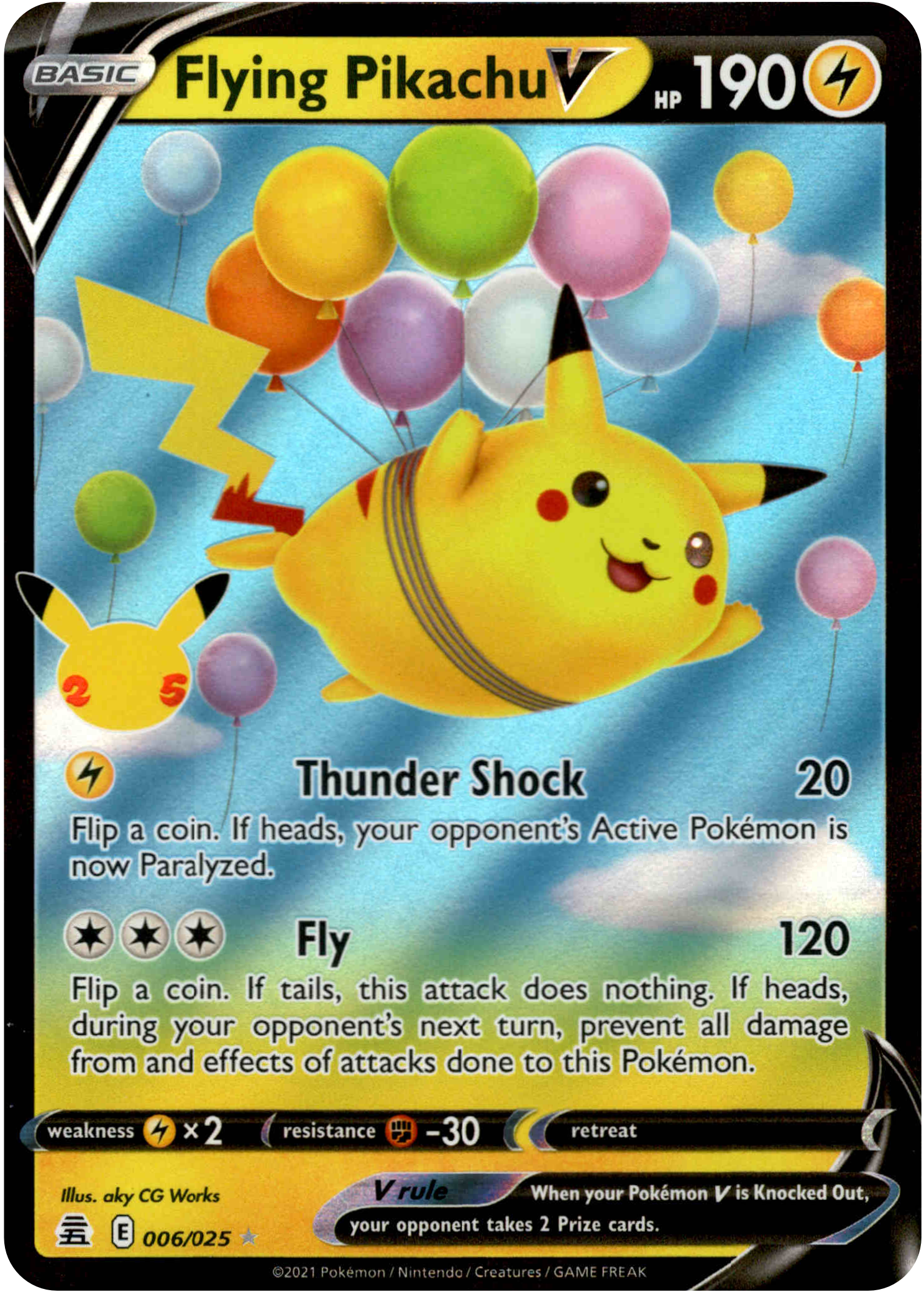 Flying Pikachu V - 006/025 - Celebrations - Holo - Card Cavern