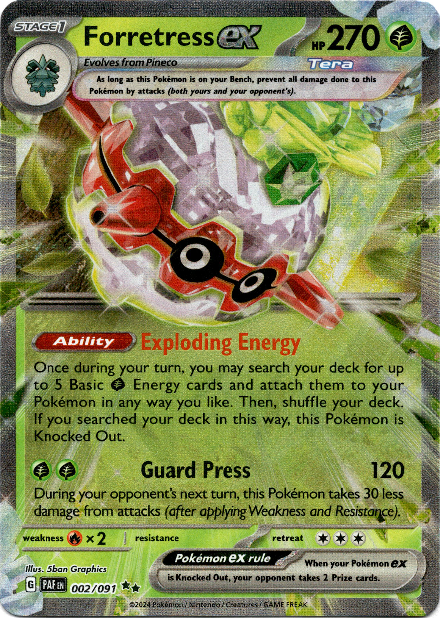 Forretress ex - 002/091 - Paldean Fates - Holo - Card Cavern