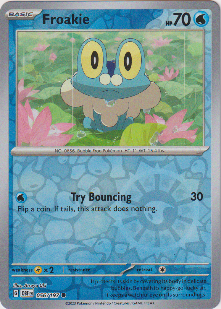 froakie holographic card Froakie - 056/197 - Obsidian Flames