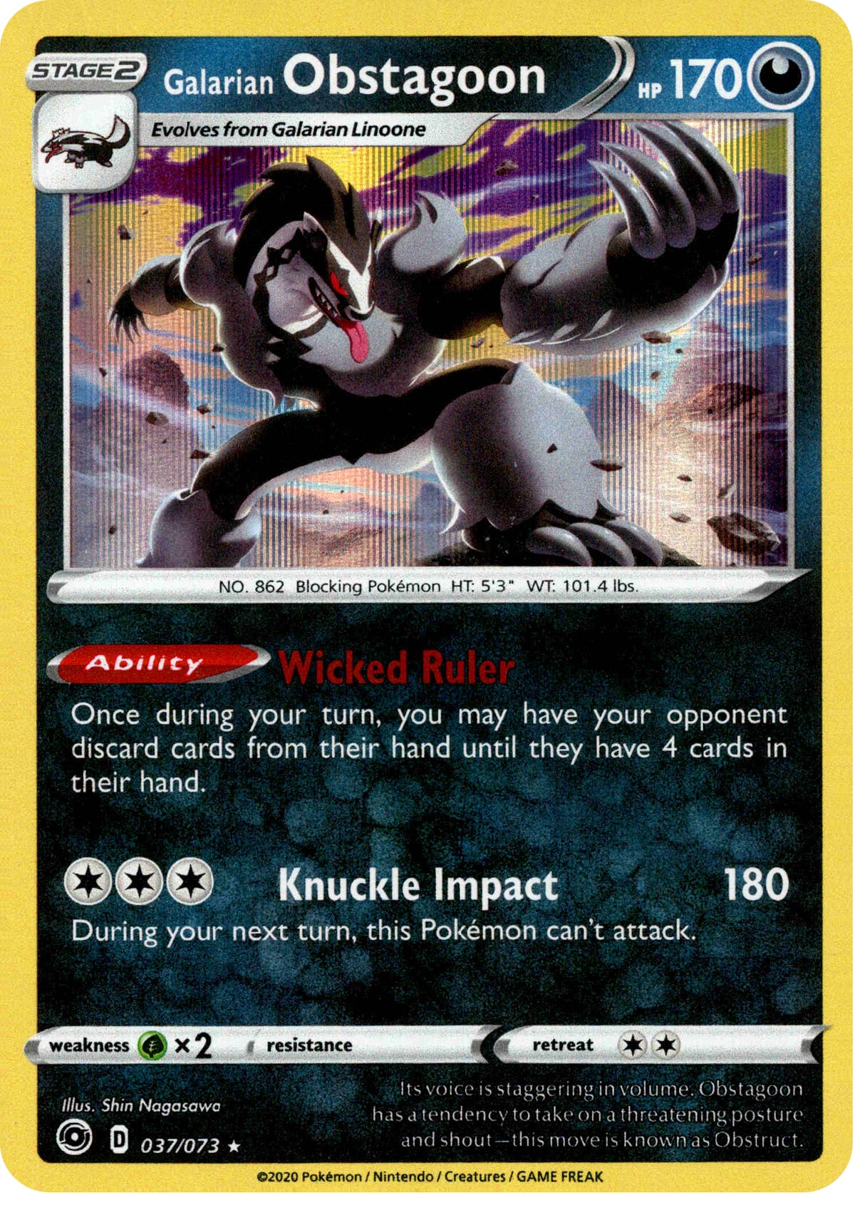 Galarian Obstagoon - 37/73 - Champion's Path - Holo - Card Cavern