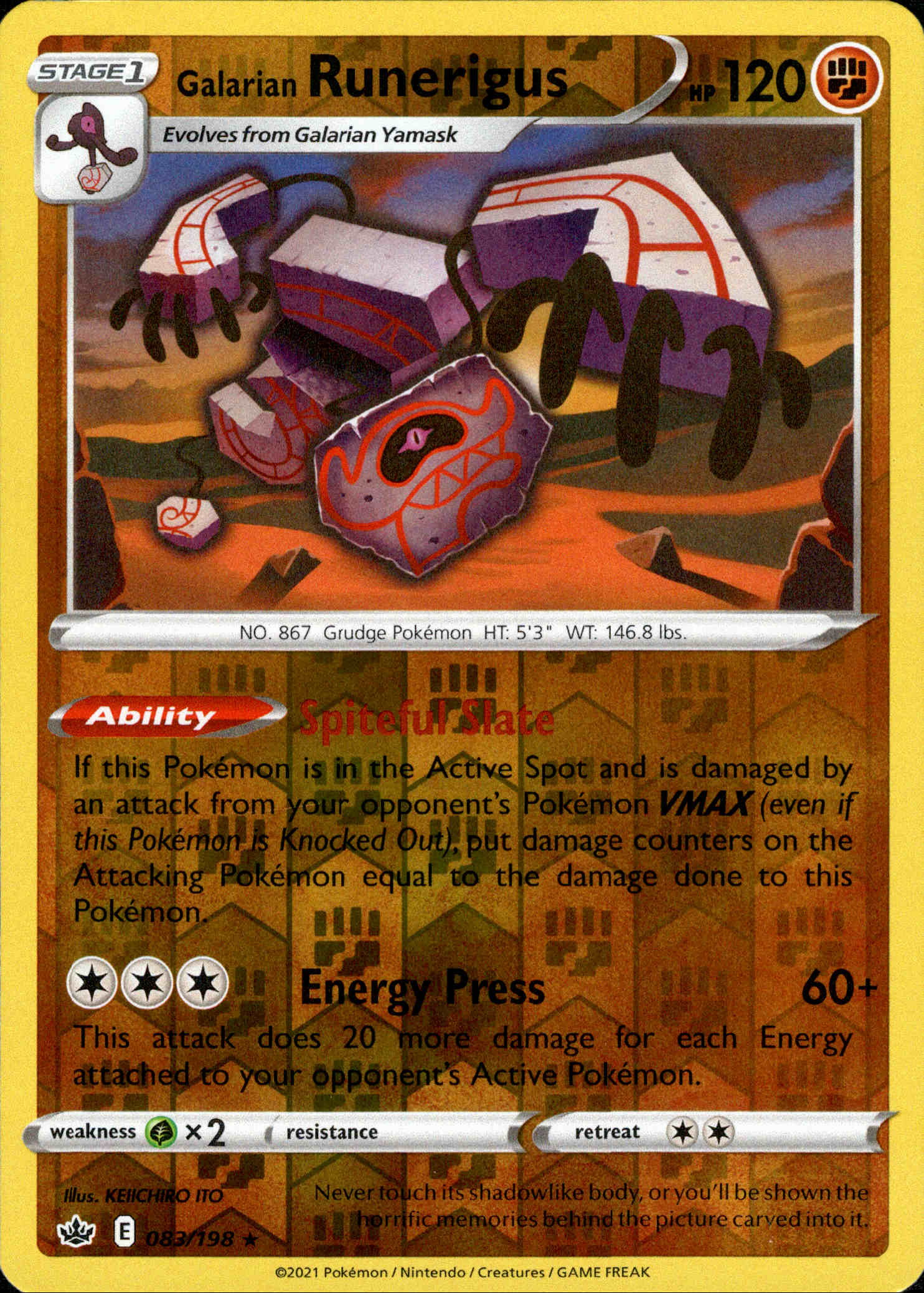 Galarian Runerigus - 083/198 - Chilling Reign - Reverse Holo - Card Cavern