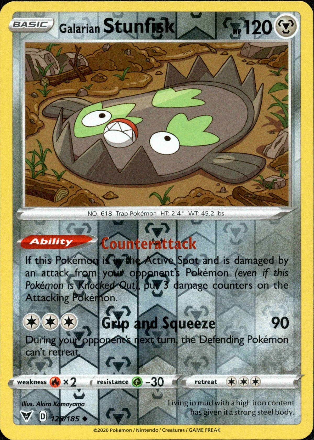 Galarian Stunfisk - 125/185 - Vivid Voltage - Reverse Holo - Card Cavern
