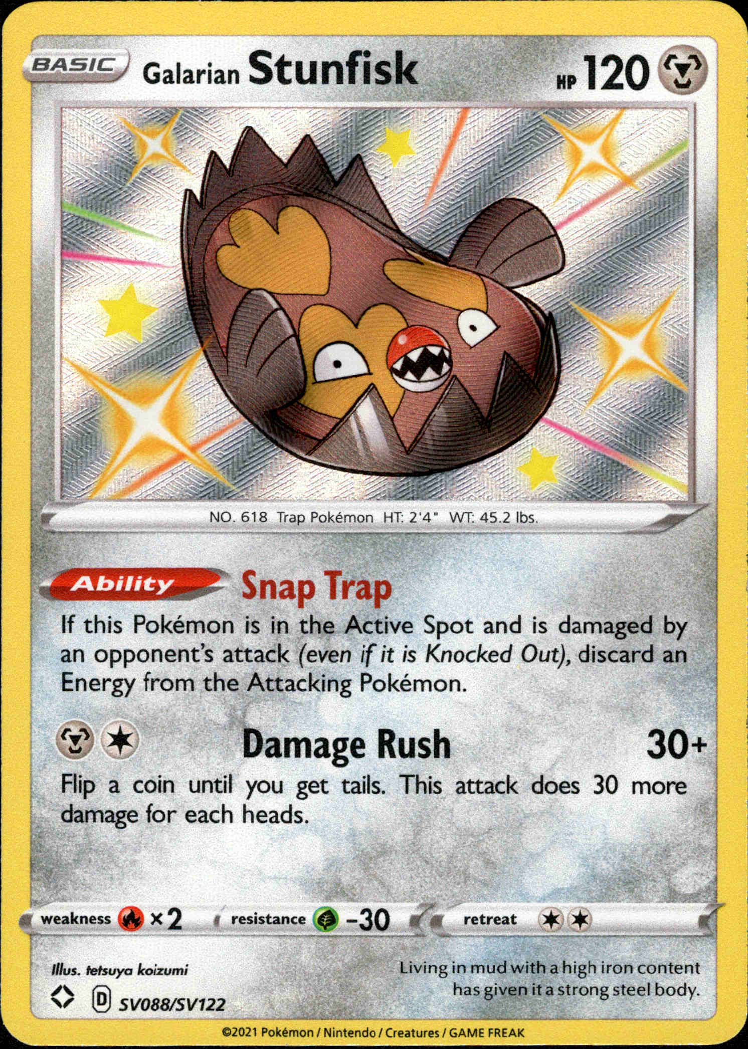 Galarian Stunfisk - SV088/SV122 - Shining Fates - Holo - Card Cavern
