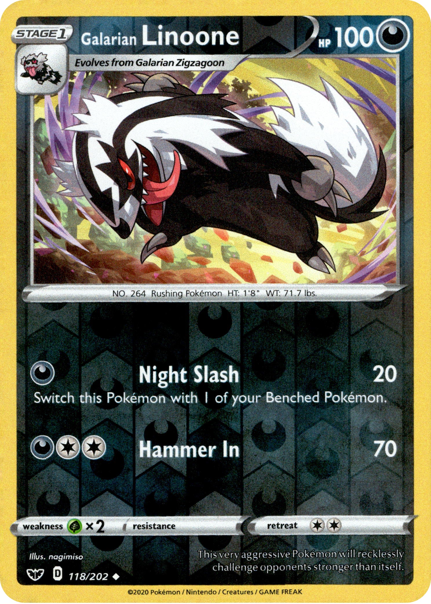 Galarian Linoone - 118/202 - Sword & Shield - Reverse Holo - Card Cavern