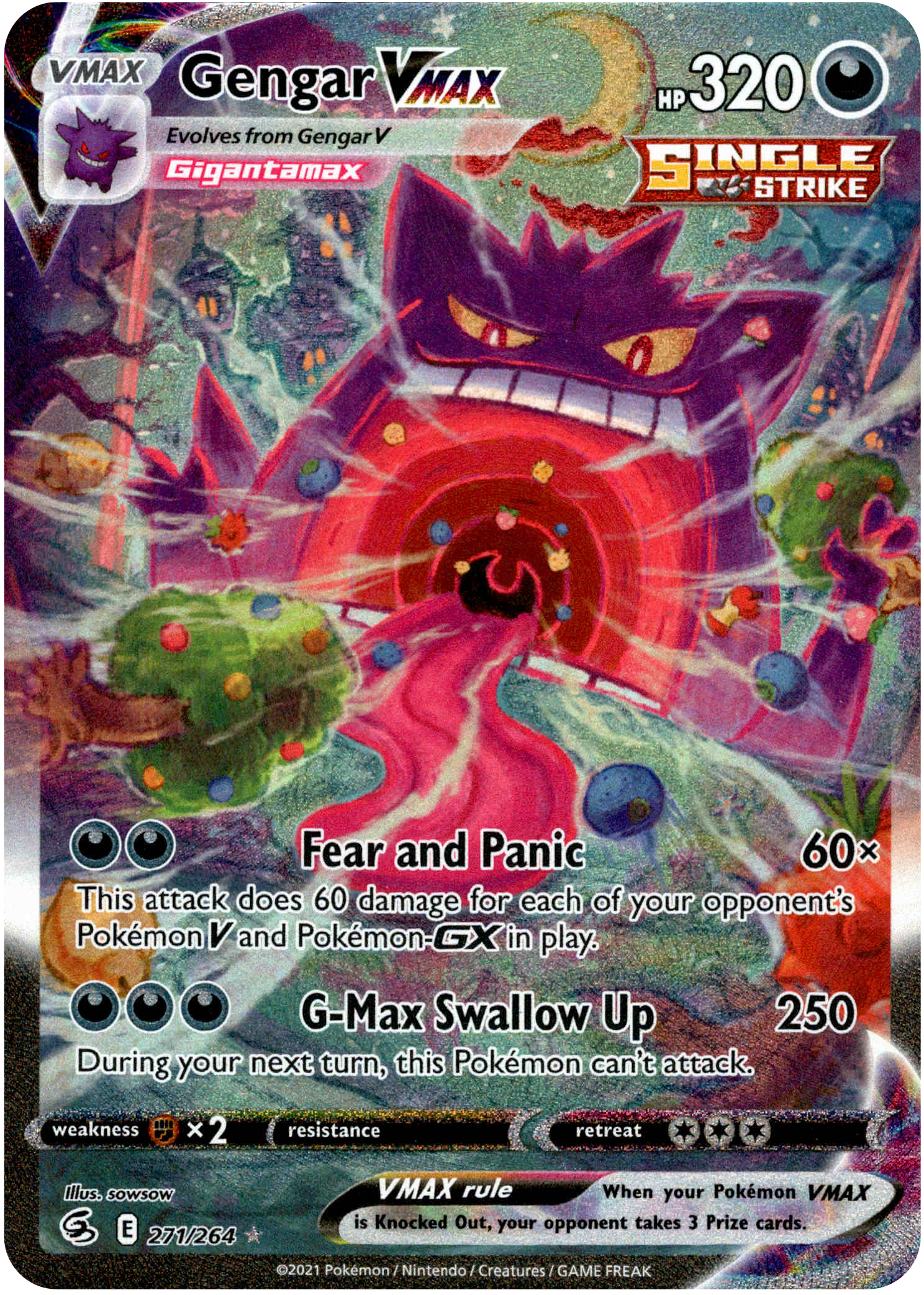Gengar VMAX Alternate Art Secret Rare - 271/264 - Fusion Strike - Holo - Card Cavern