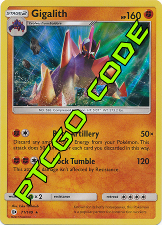 Gigalith 71/149 PTCGO Code - Card Cavern