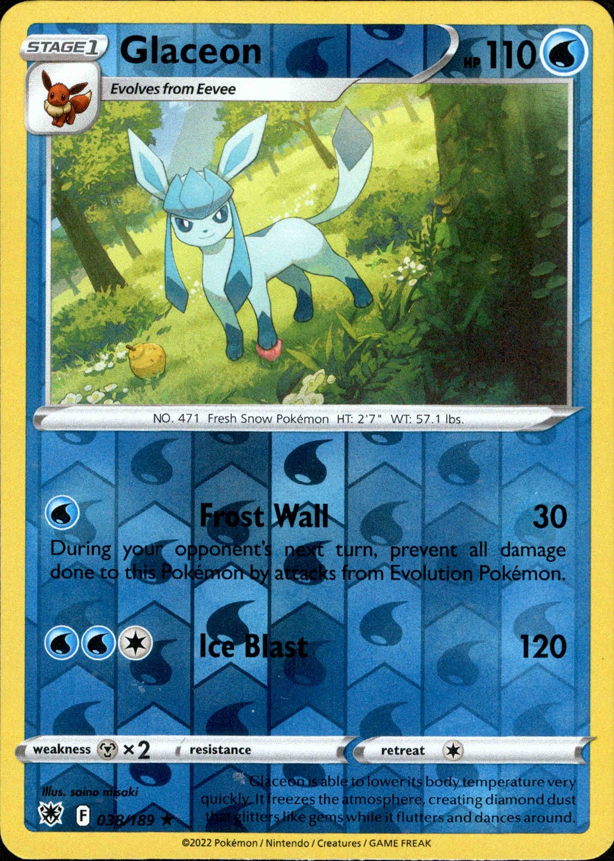 Glaceon - 038/189 - Astral Radiance - Reverse Holo - Card Cavern