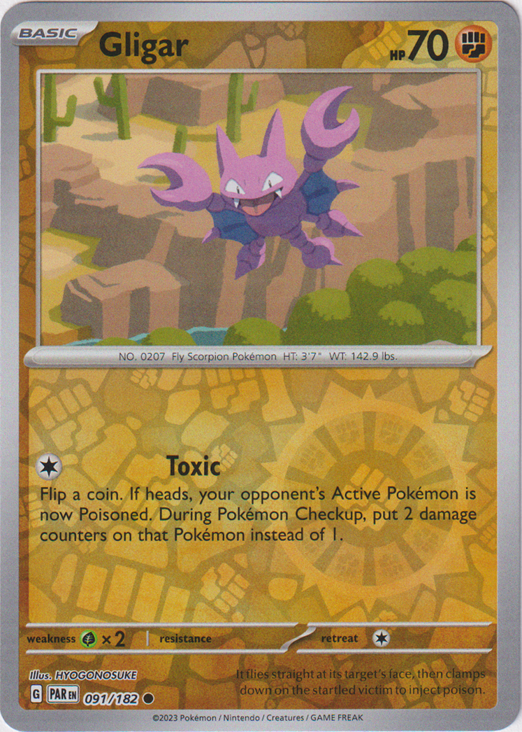 Gligar - 091/182 - Paradox Rift - Reverse Holo  Card Cavern Trading Cards,  LLC