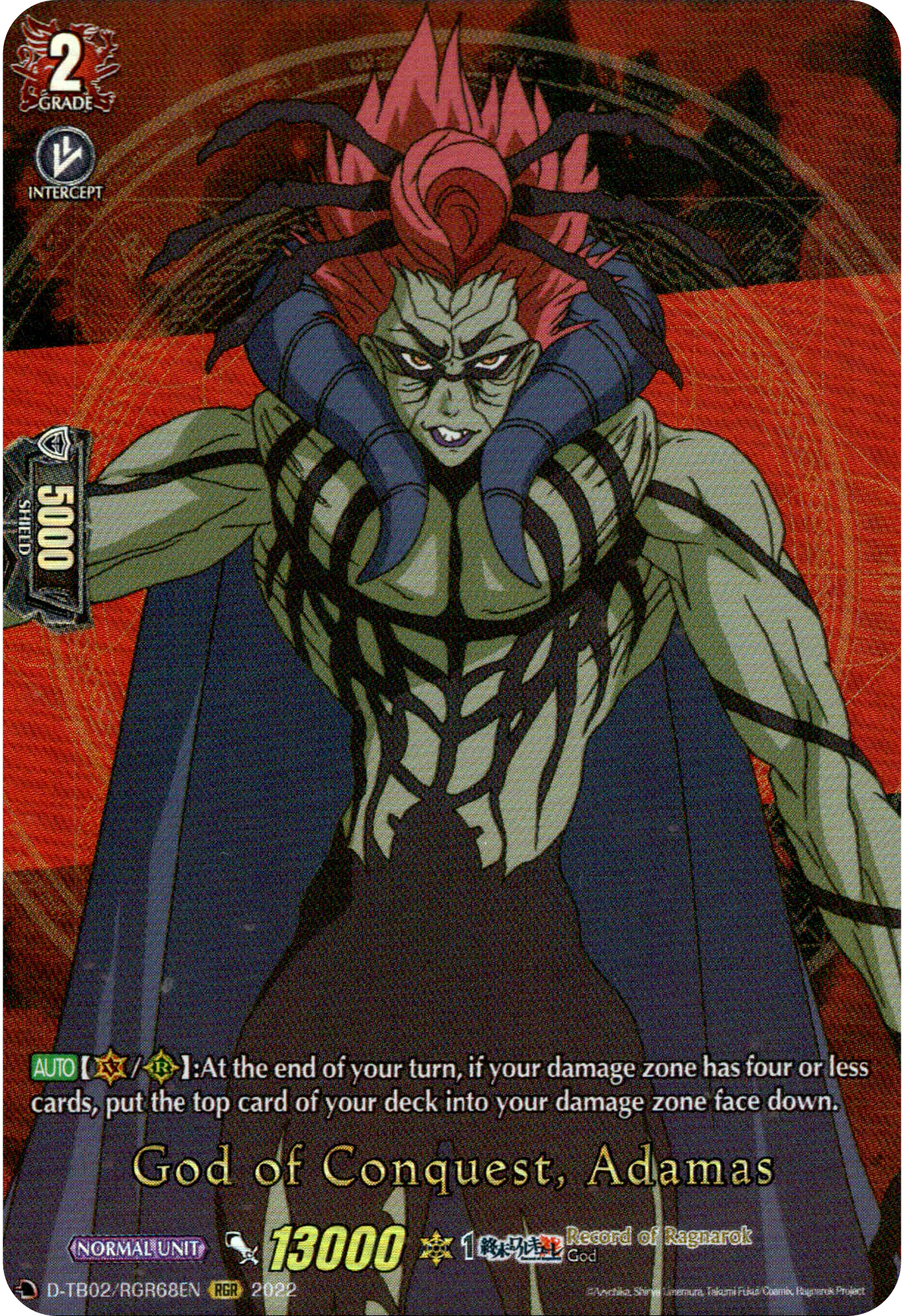 God of Conquest, Adamas - D-TB02/RGR68EN - Record of Ragnarok - Card Cavern
