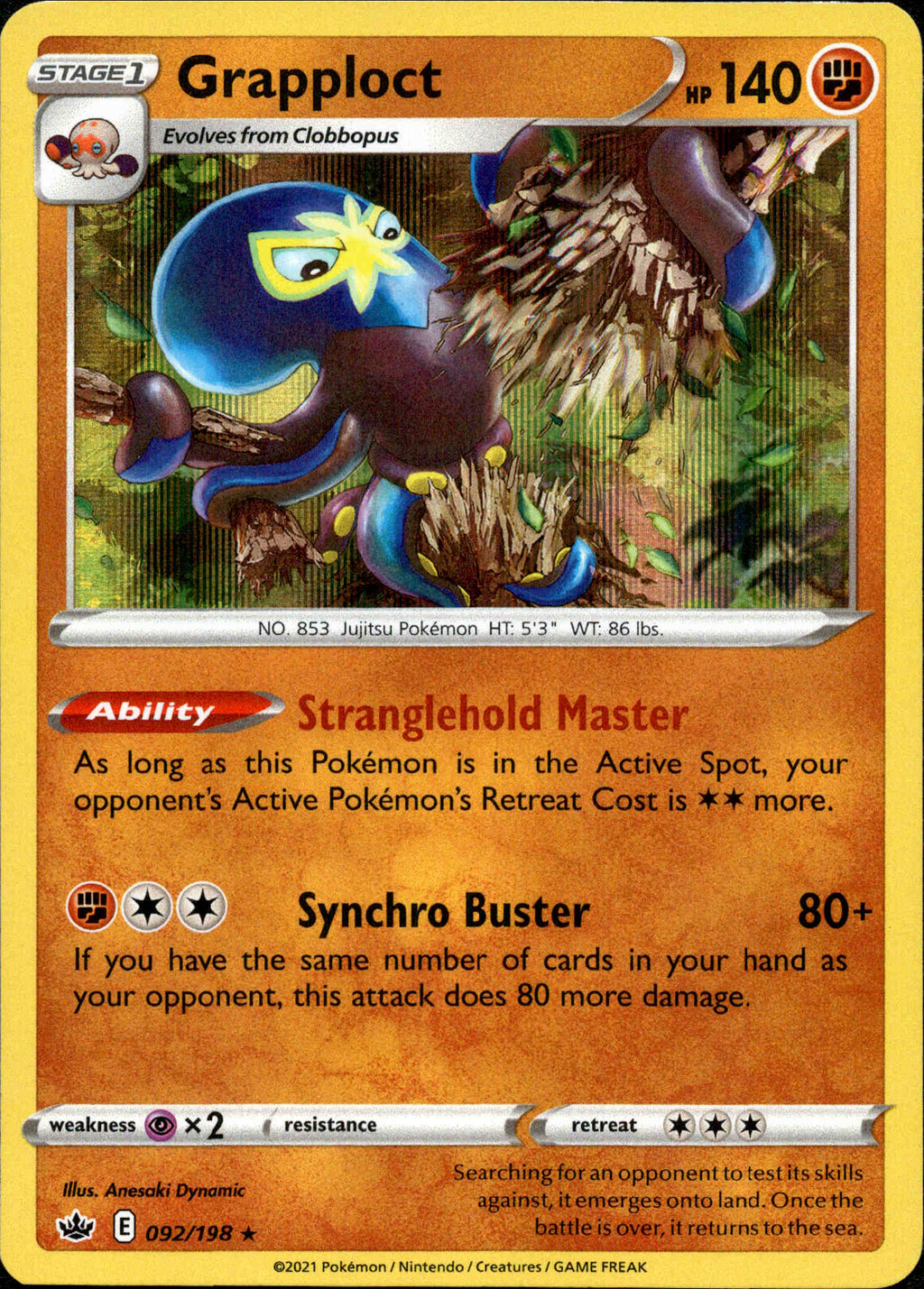 Grapploct 092/198 Chilling Reign Holo Card Cavern Trading Cards