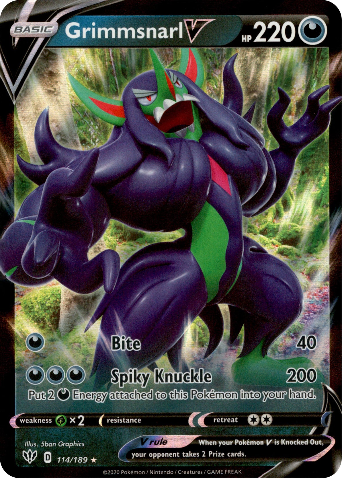 Grimmsnarl V - 114/189 - Darkness Ablaze - Holo - Card Cavern