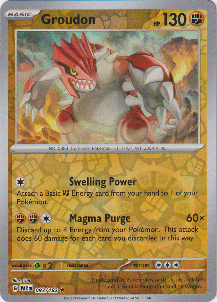 Groudon - 093/182 - Paradox Rift - Reverse Holo Card Cavern Trading Cards, LLC Groudon - 093/182 - Paradox Rift - Reverse Holo Card Cavern Trading Cards, LLC