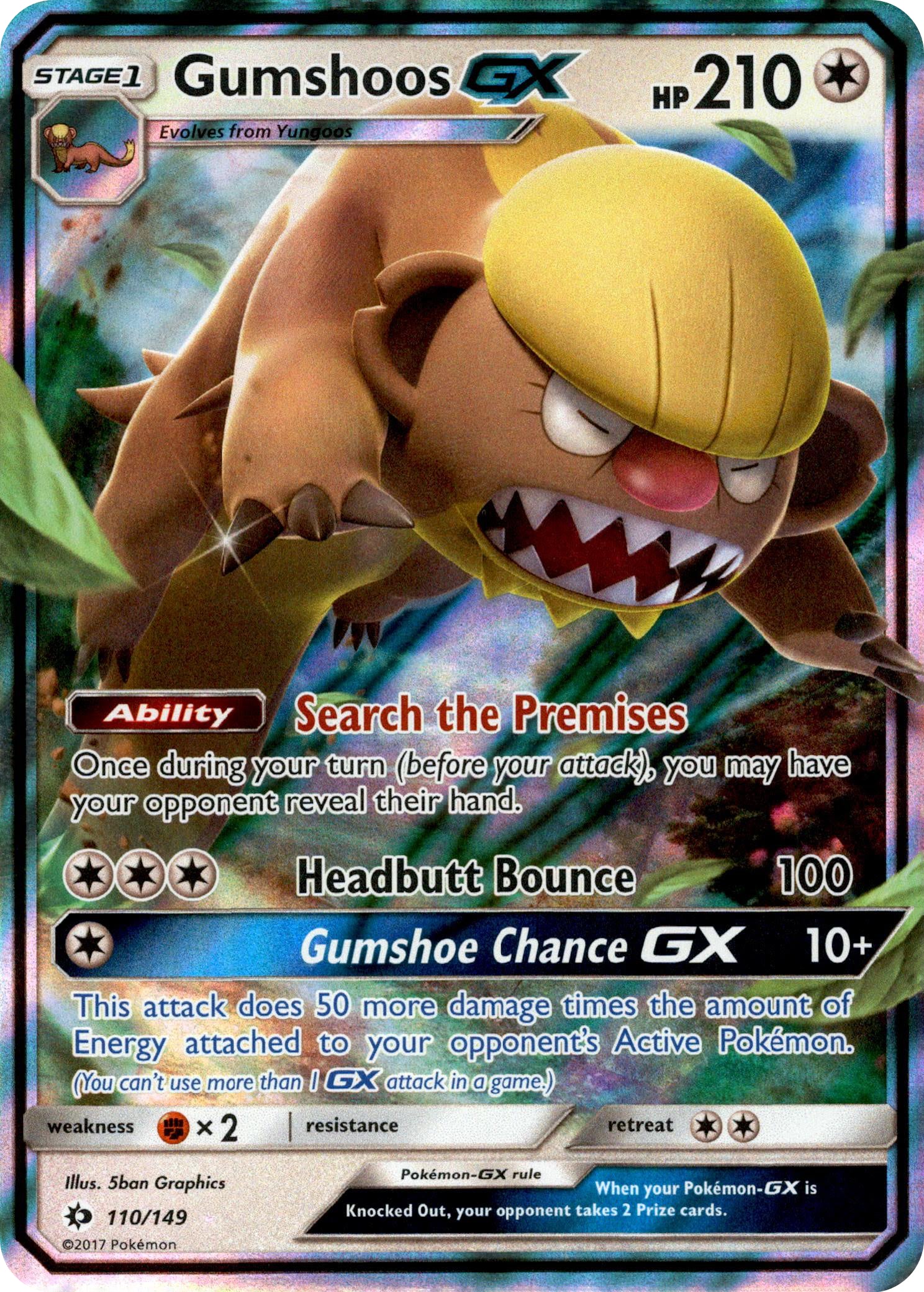 Gumshoos GX - 110/149 - Sun & Moon - Holo - Card Cavern
