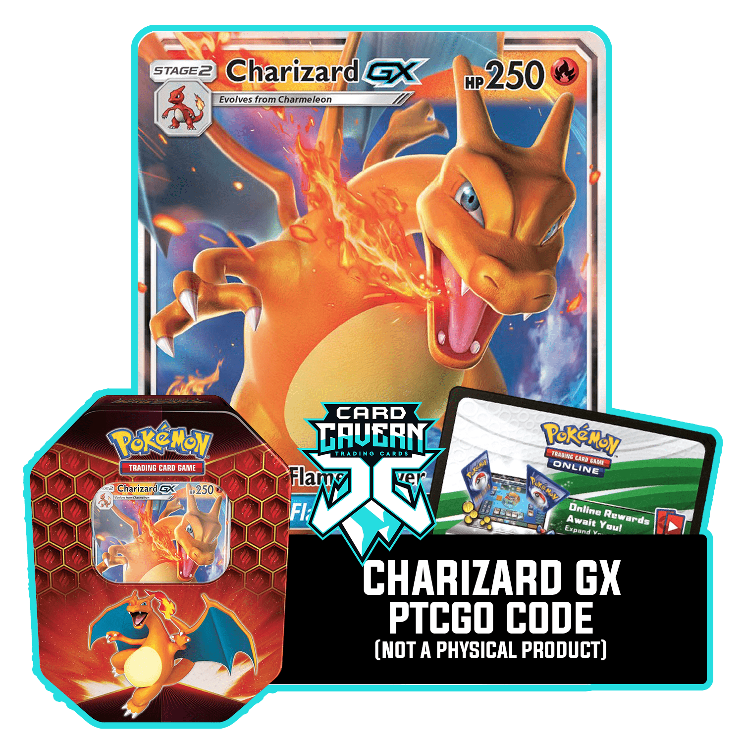 Hidden Fates Tin: Charizard GX - PTCGL Code - Card Cavern