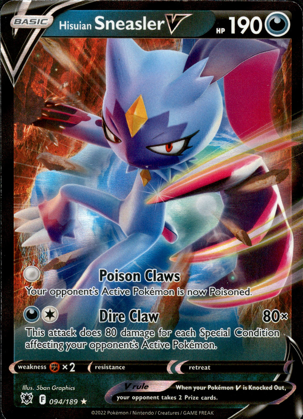 Hisuian Sneasler V - 094/189 - Astral Radiance - Holo - Card Cavern