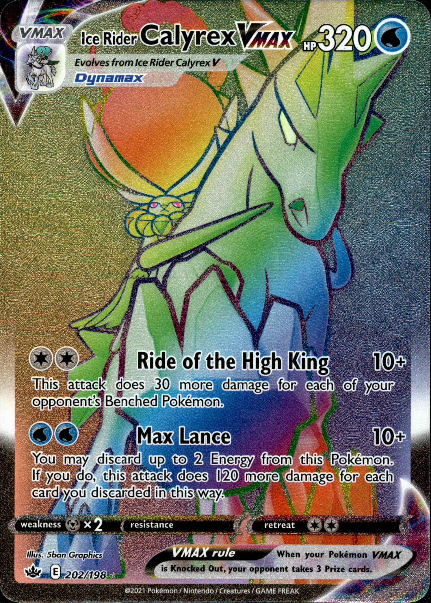 Ice Rider Calyrex VMAX Hyper Rare - 202/198 - Chilling Reign - Holo - Card Cavern