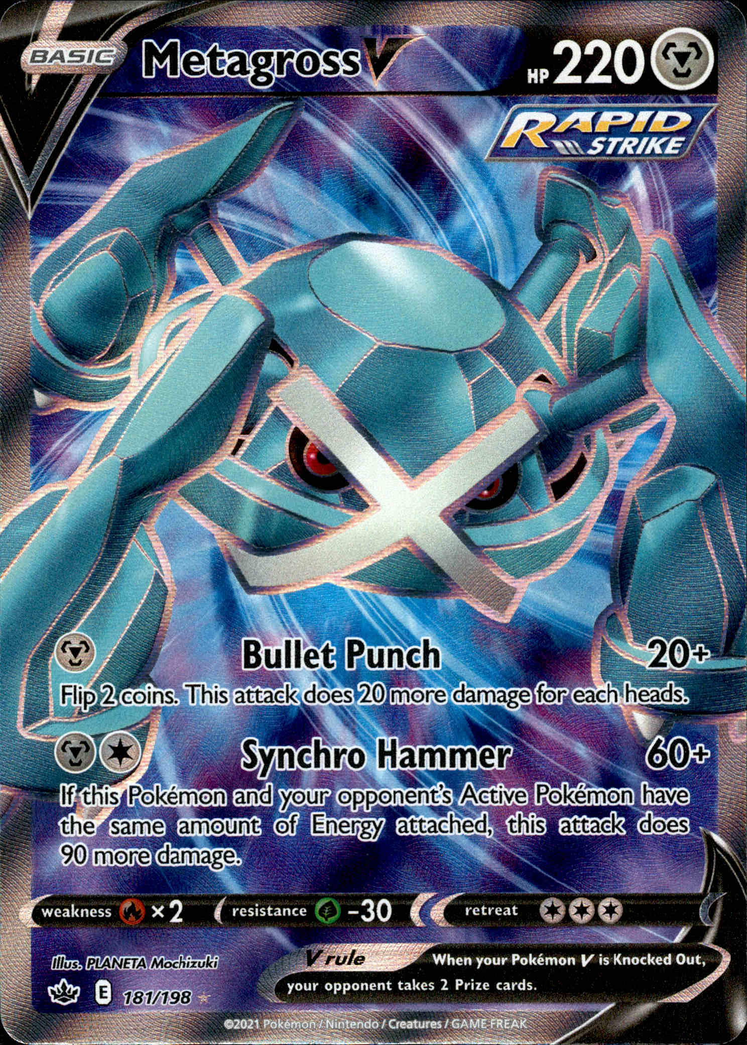 Metagross V Full Art - 181/198 - Chilling Reign - Holo - Card Cavern
