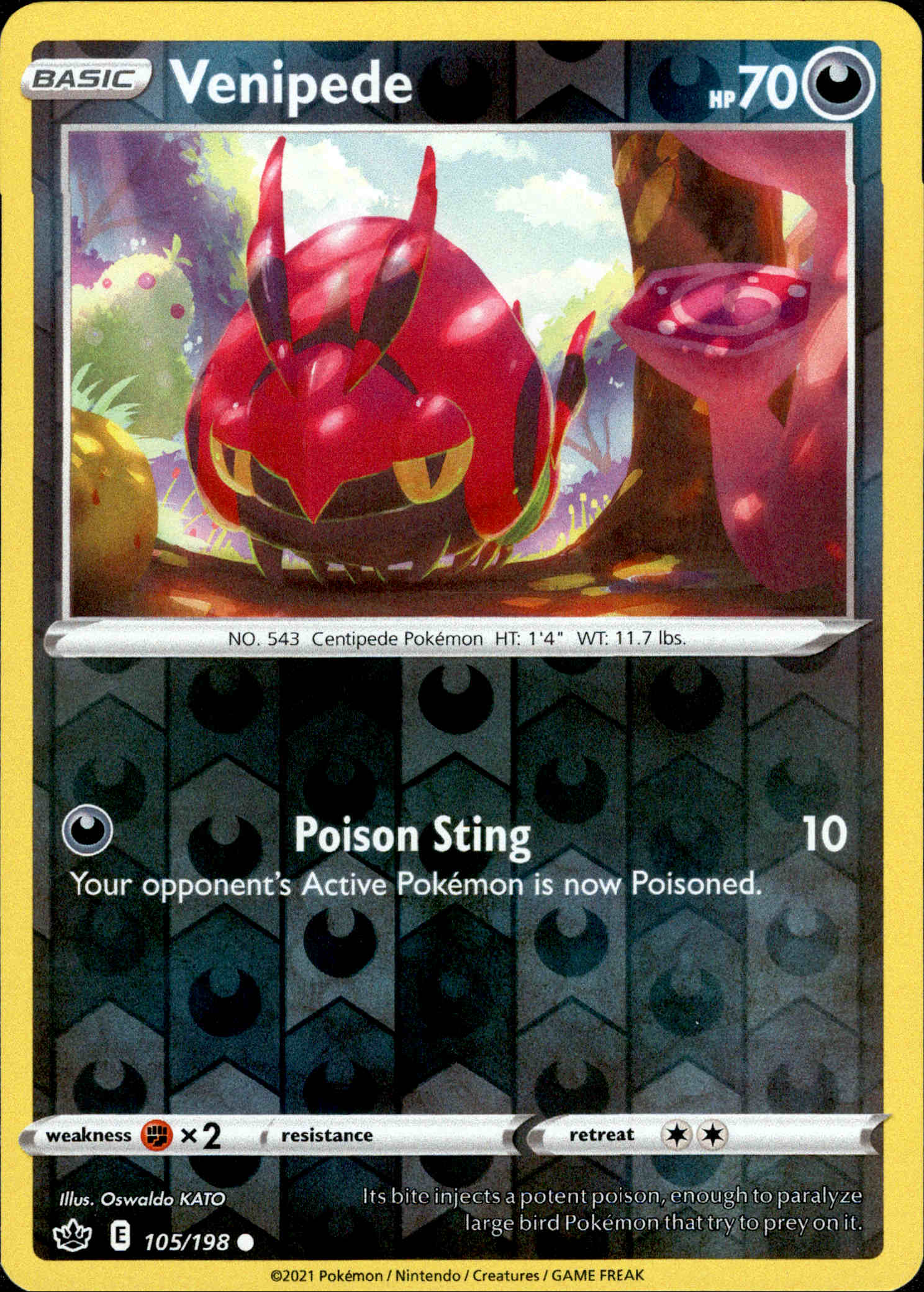 Venipede - 105/198 - Chilling Reign - Reverse Holo - Card Cavern