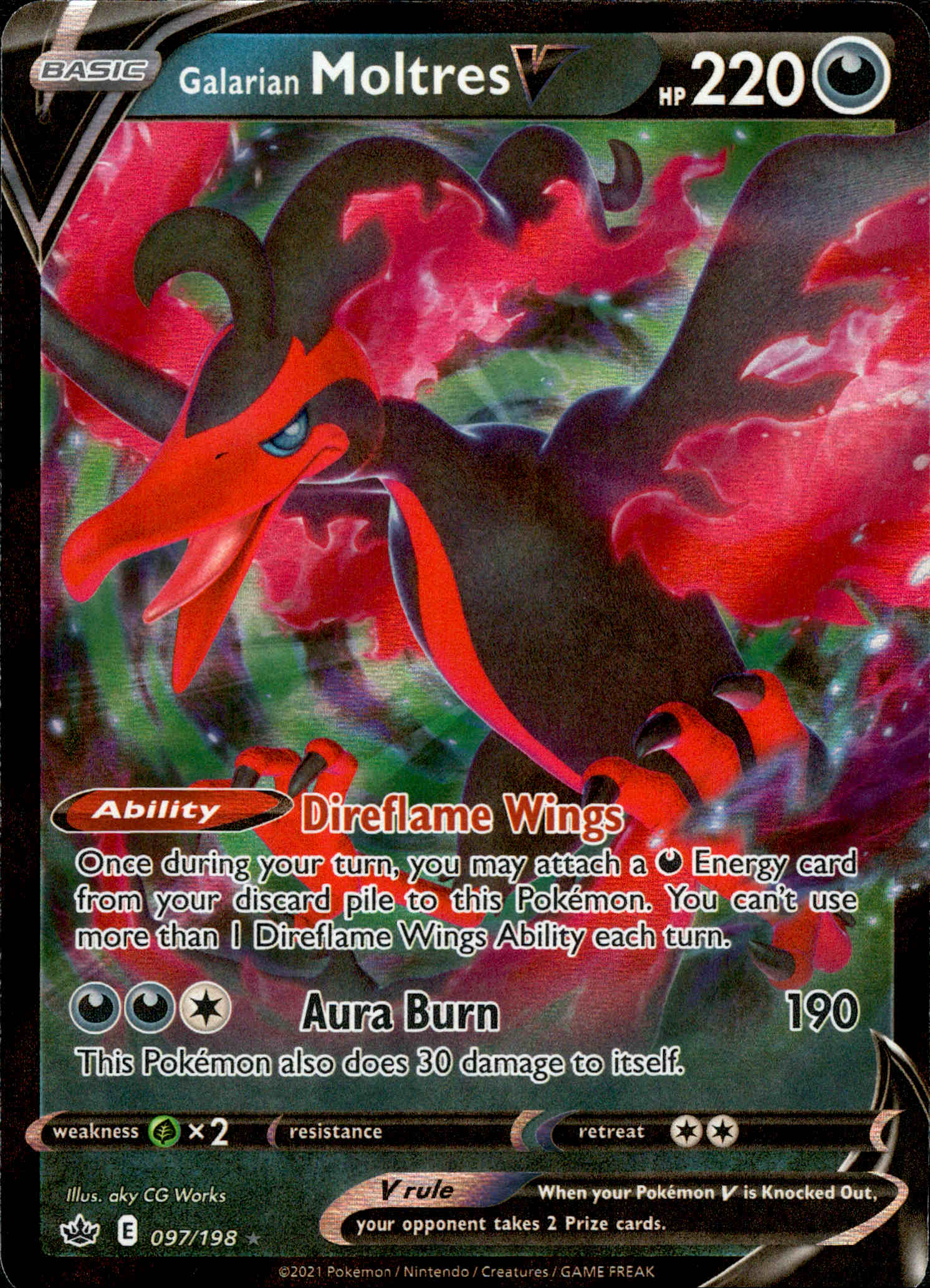 Galarian Moltres V - 097/198 - Chilling Reign - Holo - Card Cavern