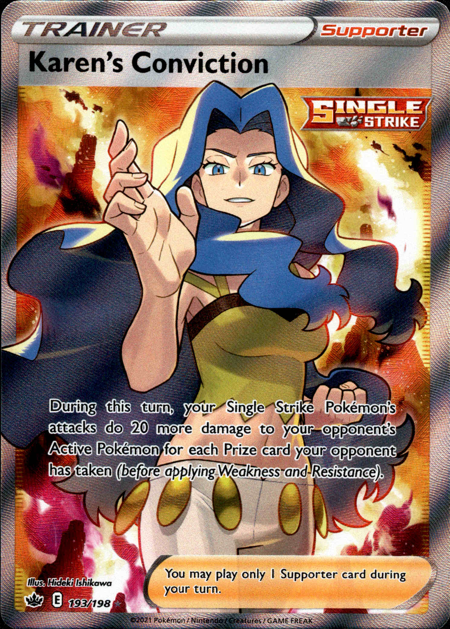 Karen's Conviction Full Art - 193/198 - Chilling Reign - Holo - Card Cavern