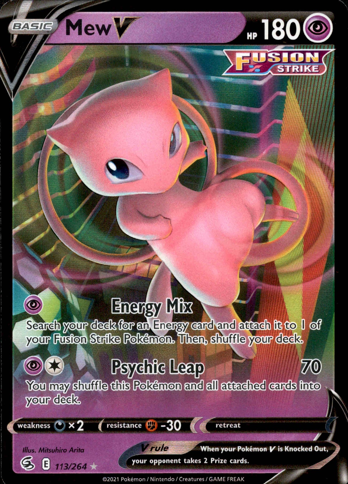 Mew V - 113/264 - Fusion Strike - Holo - Card Cavern