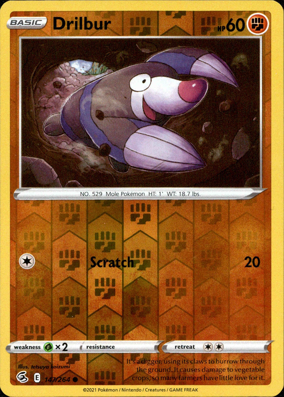 Drilbur - 147/264 - Fusion Strike - Reverse Holo - Card Cavern