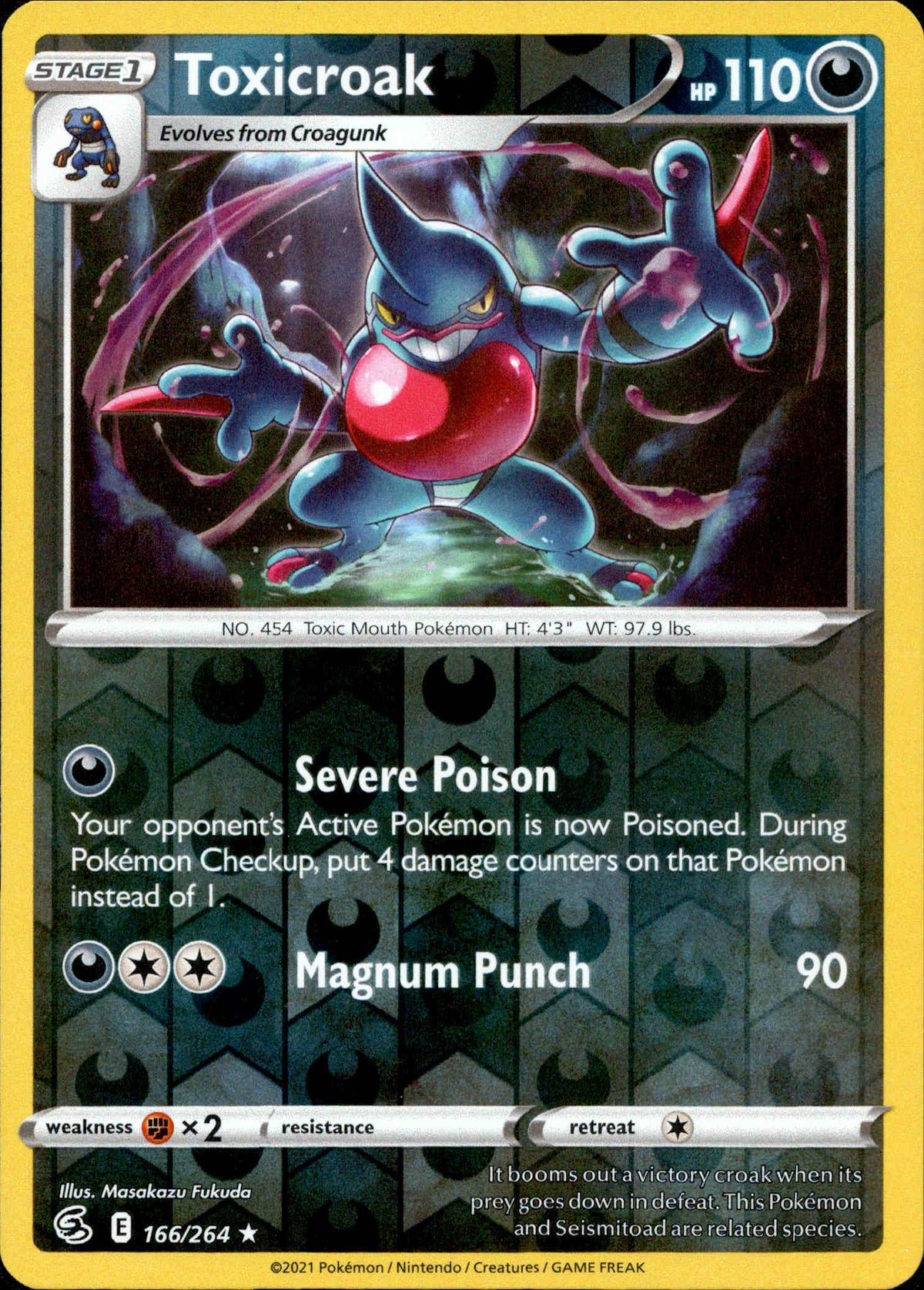 Toxicroak - 166/264 - Fusion Strike - Reverse Holo - Card Cavern