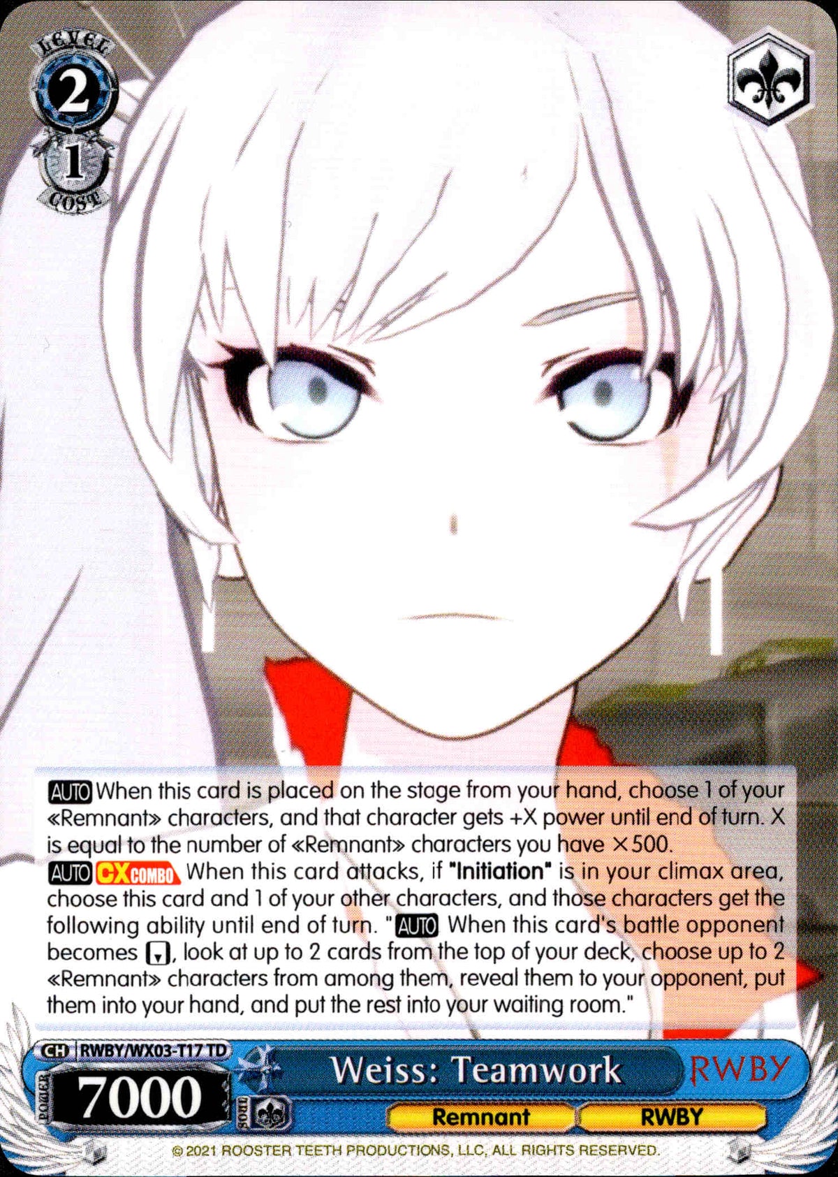 Weiss: Teamwork - RWBY/WX03-T17 - RWBY - Card Cavern