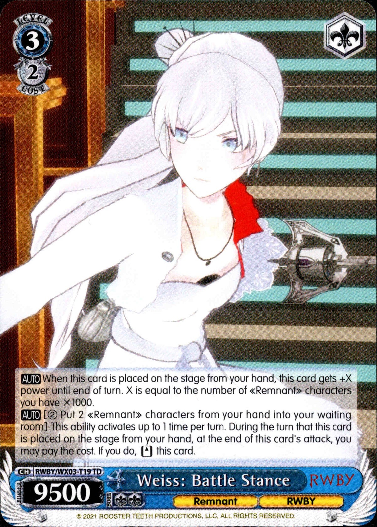 Weiss: Battle Stance - RWBY/WX03-T19 - RWBY - Card Cavern