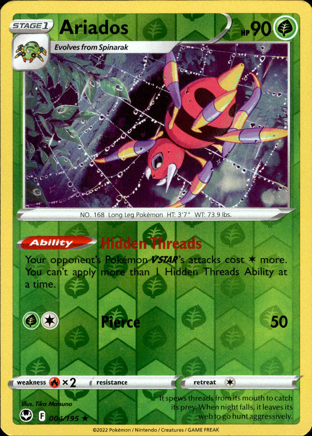 pokemon card ariados Ariados - 004/195 - Silver Tempest