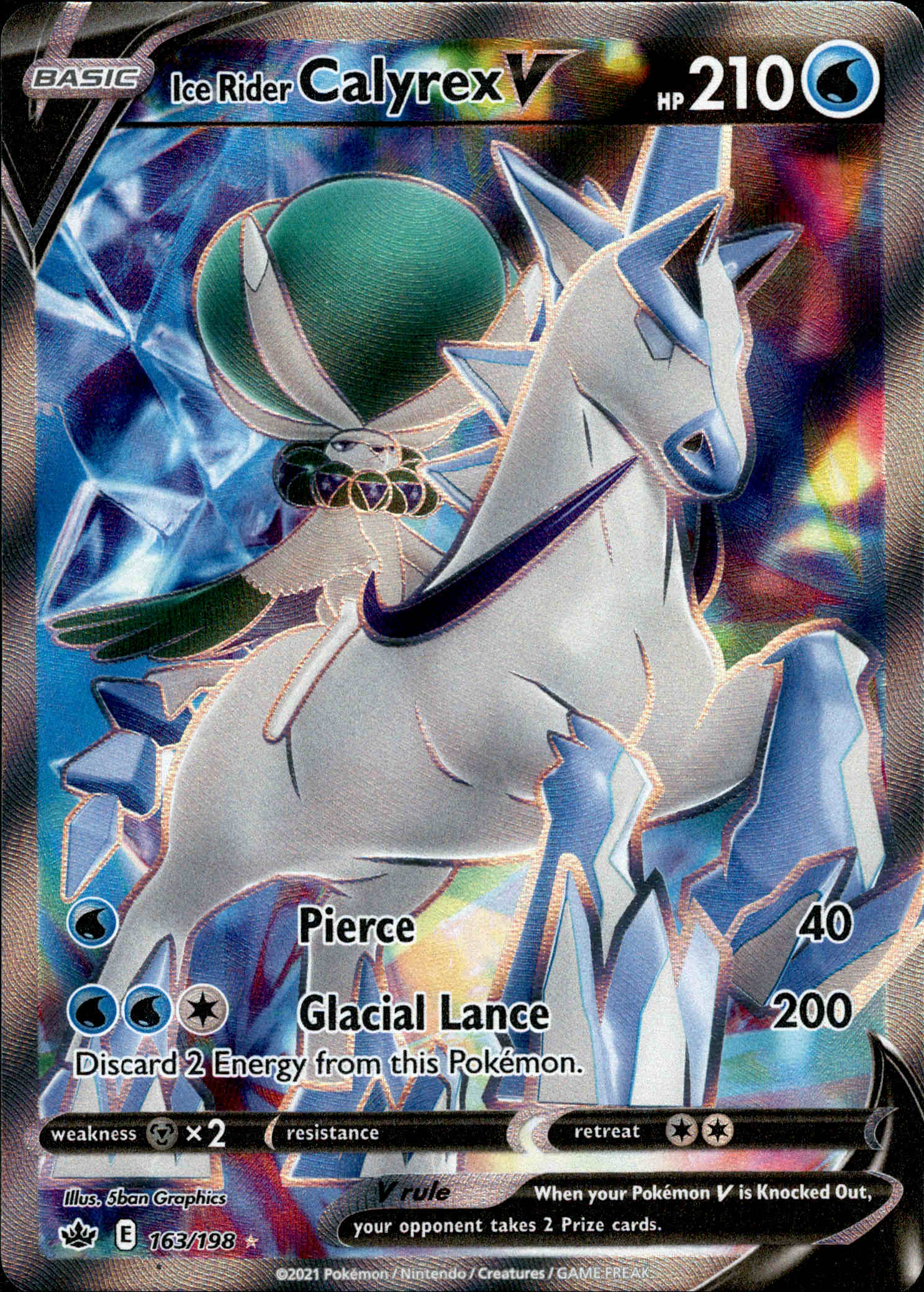 Ice Rider Calyrex V Full Art - 163/198 - Chilling Reign - Holo - Card Cavern