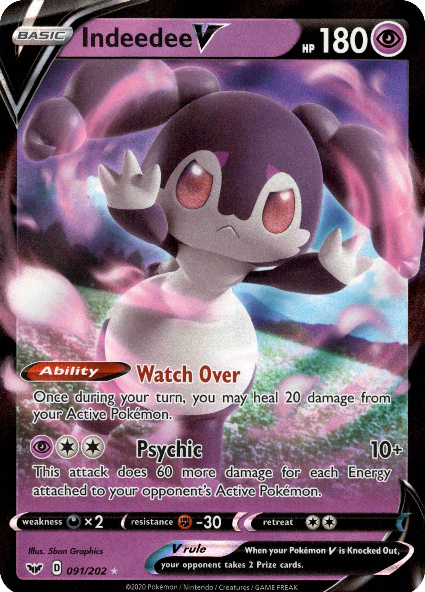 Indeedee V - 91/202 - Sword & Shield - Holo - Card Cavern