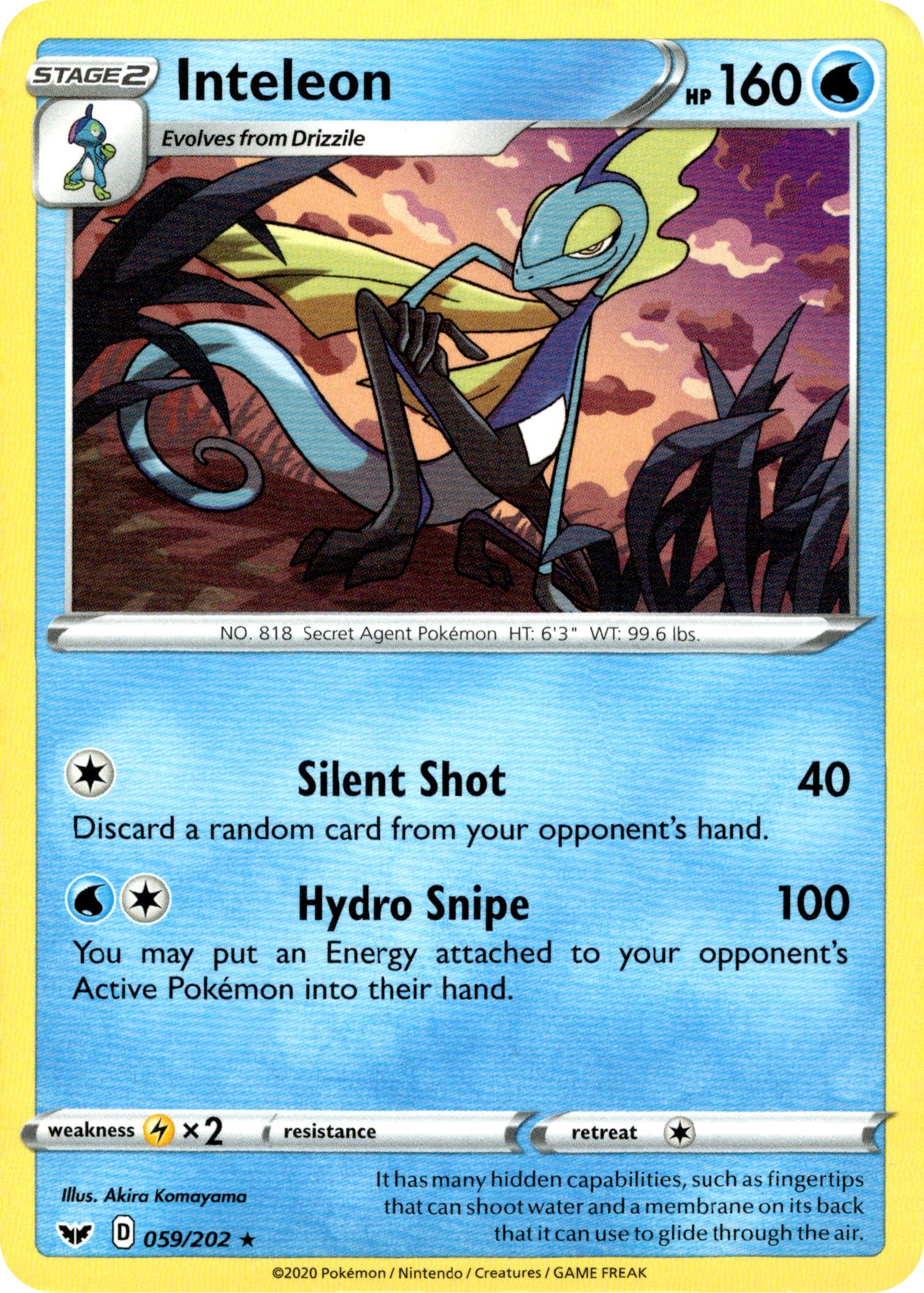 Inteleon - 59/202 - Sword & Shield - Card Cavern