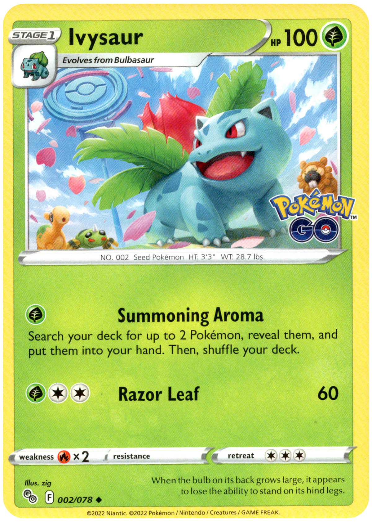 Ivysaur - 002/078 - Pokemon Go - Card Cavern