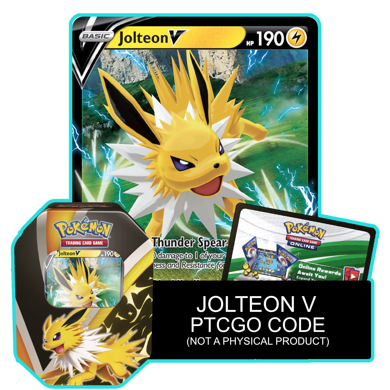 Eevee Evolutions Tin: Jolteon V - Pokemon TCG Live Code - Card Cavern