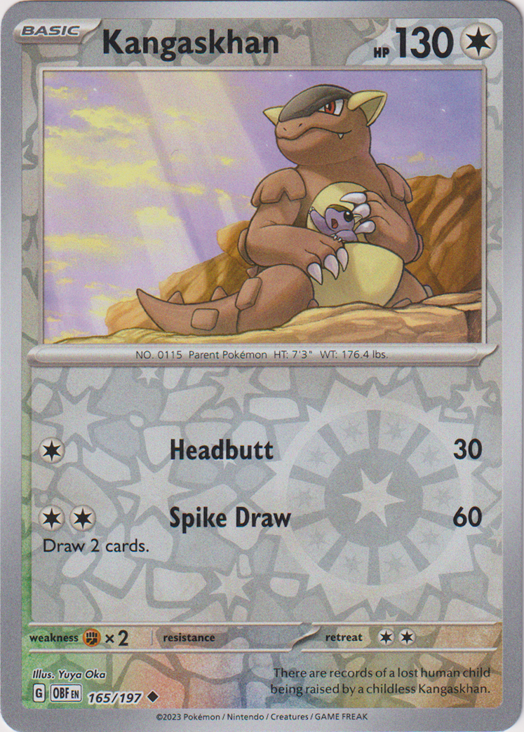 holographic kangaskhan pokemon card value Kangaskhan - 165/197 - Obsidian Flames