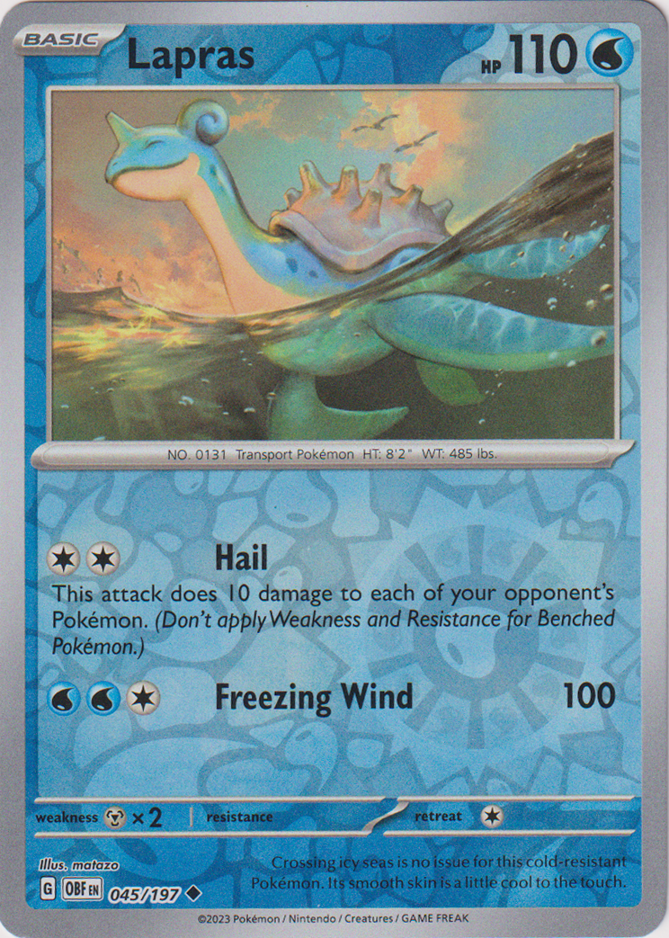 lapras holographic pokemon card value Lapras - 045/197 - Obsidian Flames