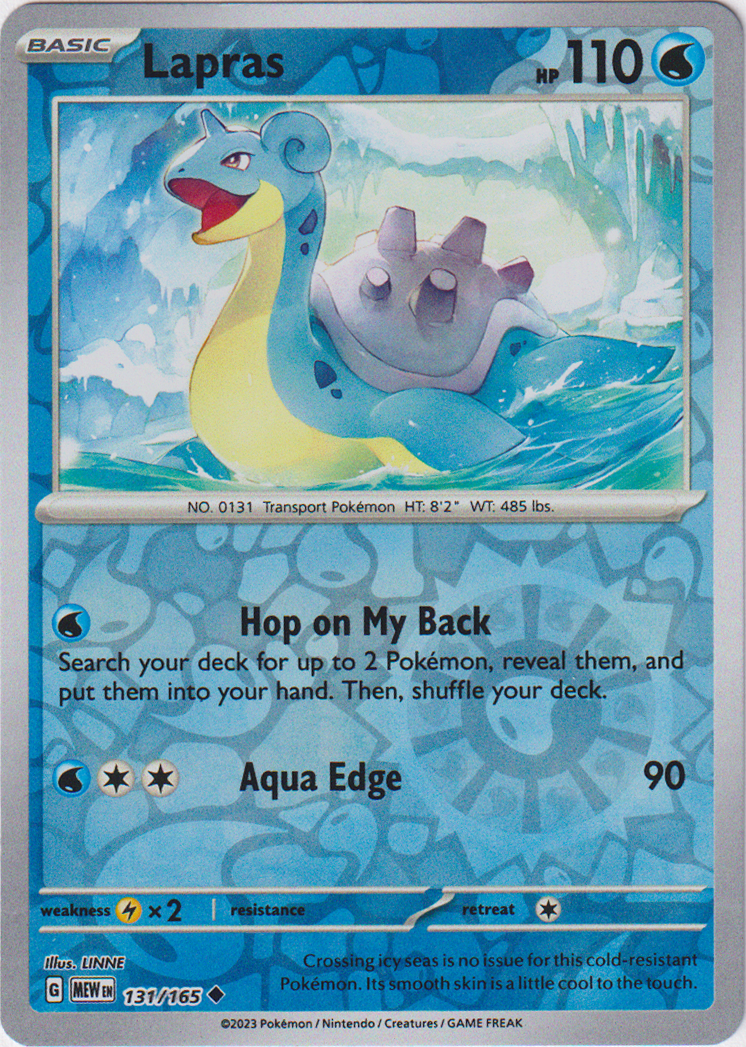 how much is a lapras pokemon card worth Lapras - 131/165 - Scarlet & Violet 151