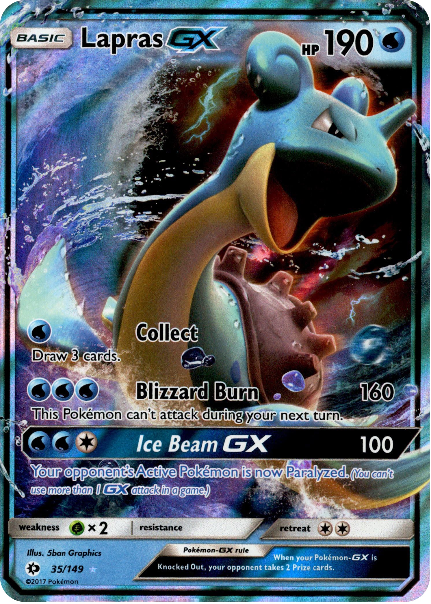 Lapras GX - 35/149 - Sun & Moon - Holo - Card Cavern