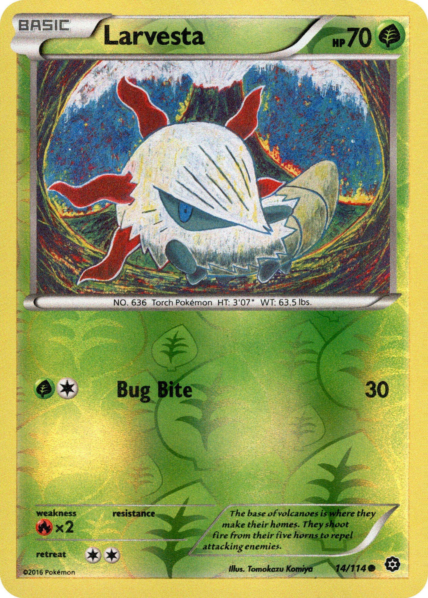 Larvesta - 14/114 - Steam Siege - Reverse Holo - Card Cavern