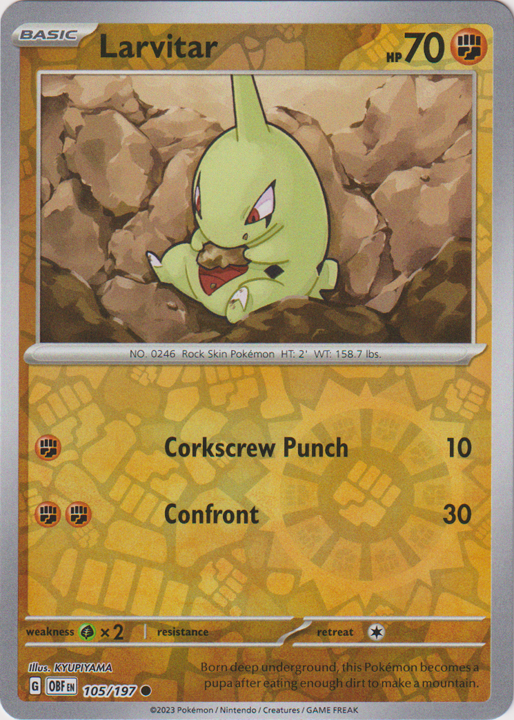 pokemon card larvitar Larvitar - 105/197 - Obsidian Flames