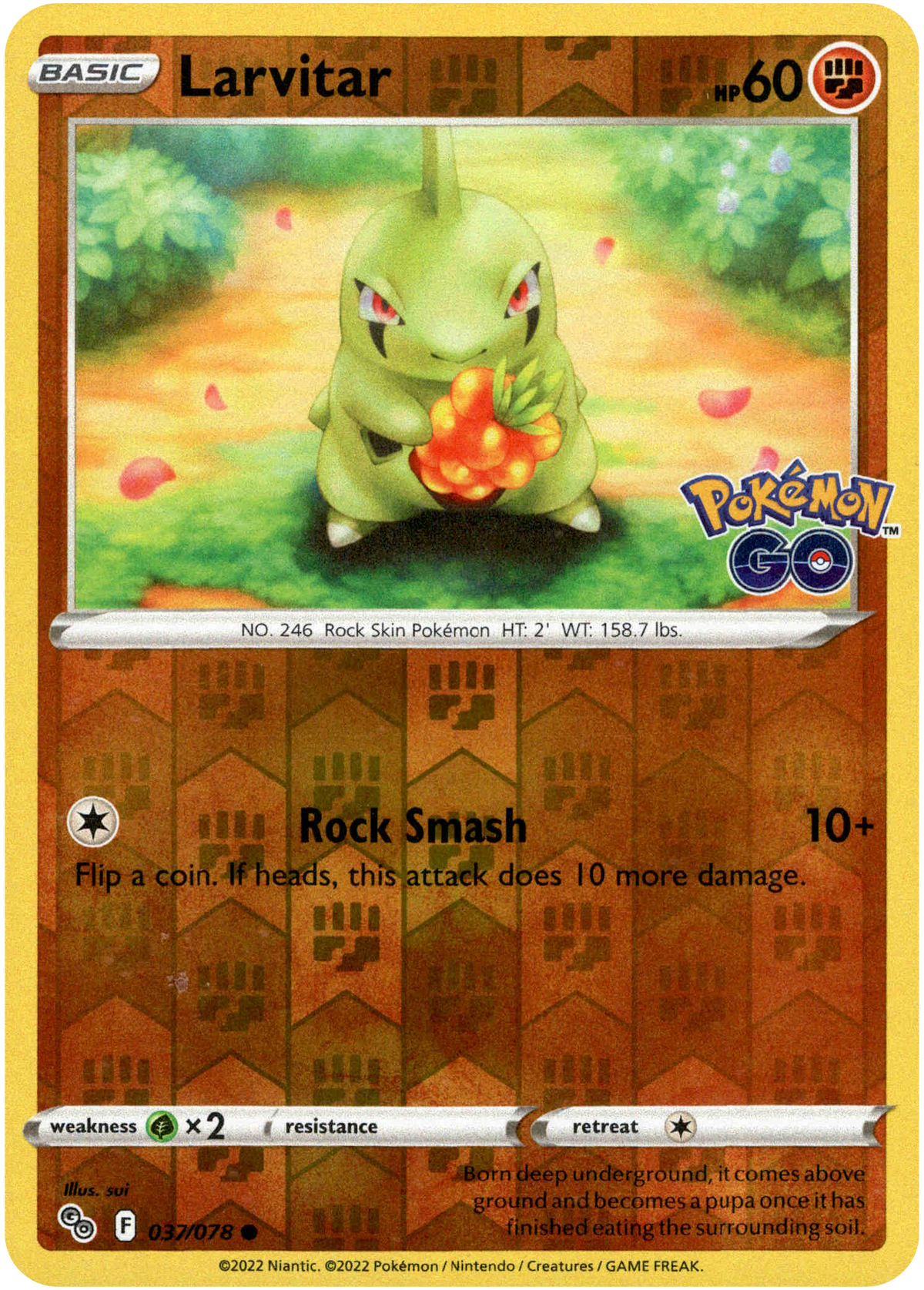 Larvitar - 037/078 - Pokemon Go - Reverse Holo - Card Cavern