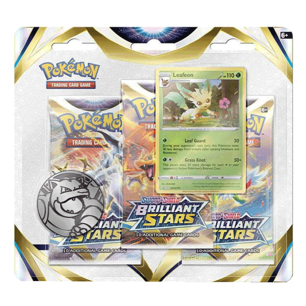 Brilliant Stars 3 Pack Blister with Leafeon SWSH191 - Card Cavern