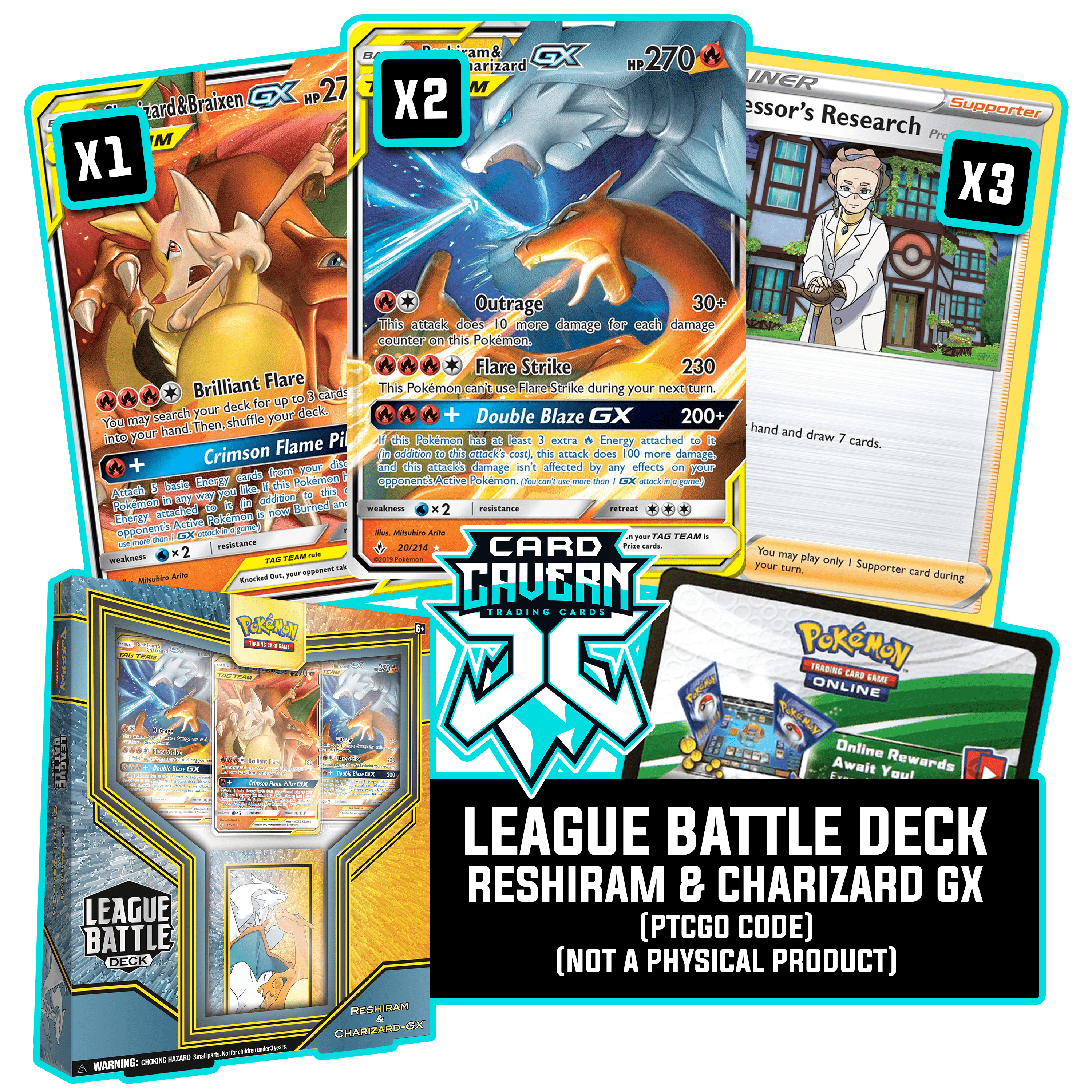 League Battle Deck: Reshiram & Charizard GX PTCGL Code - Card Cavern