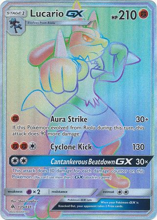 Lucario GX Hyper Rare - 135/131 - Forbidden Light - Holo Lucario GX Hyper Rare - 135/131 - Forbidden Light - Holo