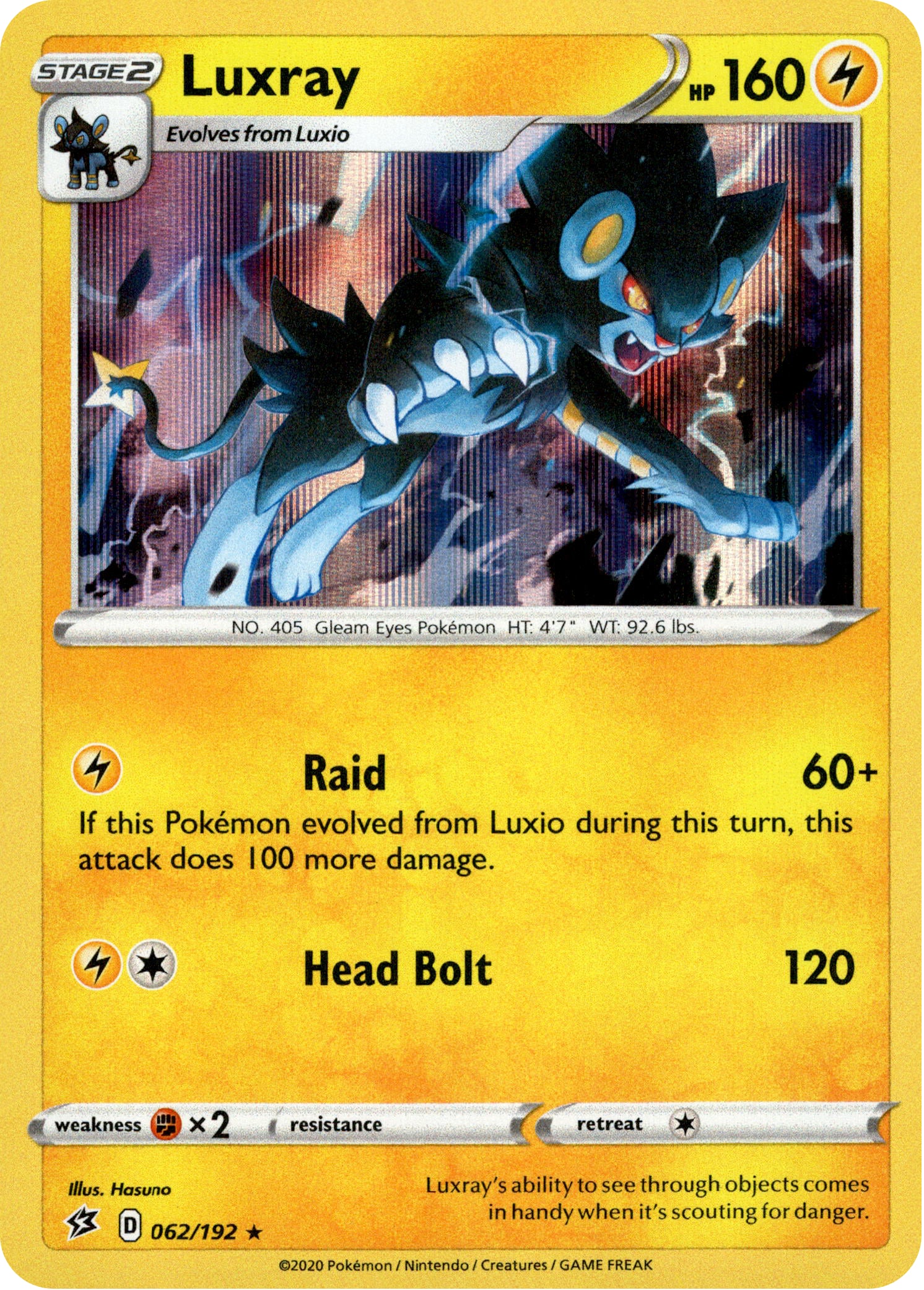 Luxray - 62/192 - Rebel Clash - Holo - Card Cavern