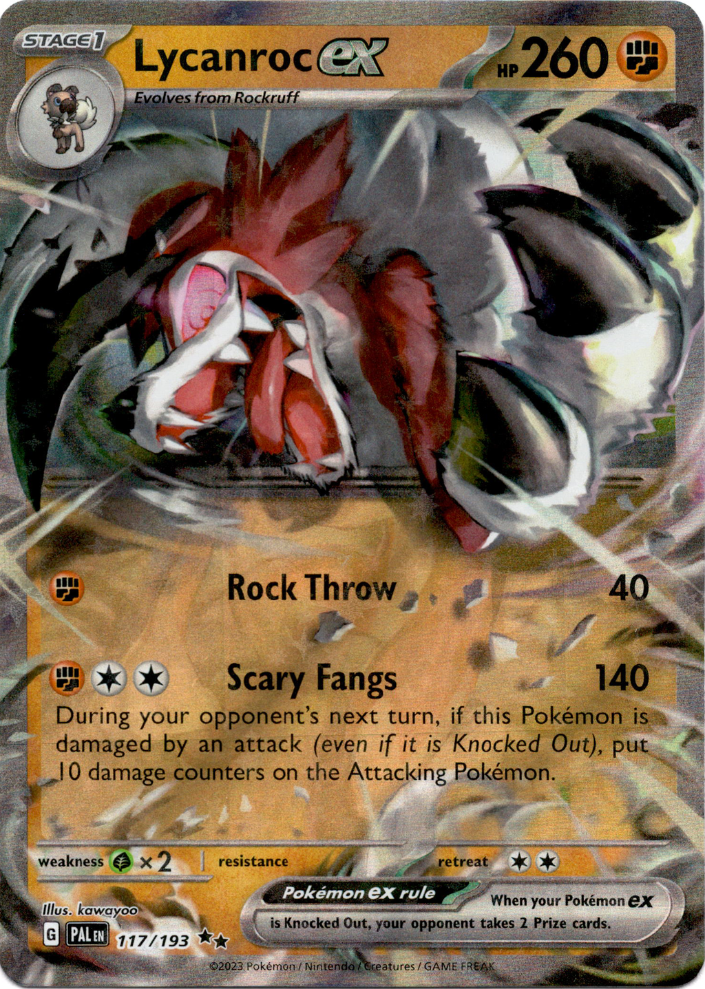 lycanroc midnight pokemon card Lycanroc ex - SV02: Paldea Evolved [DOUBLE RARE]